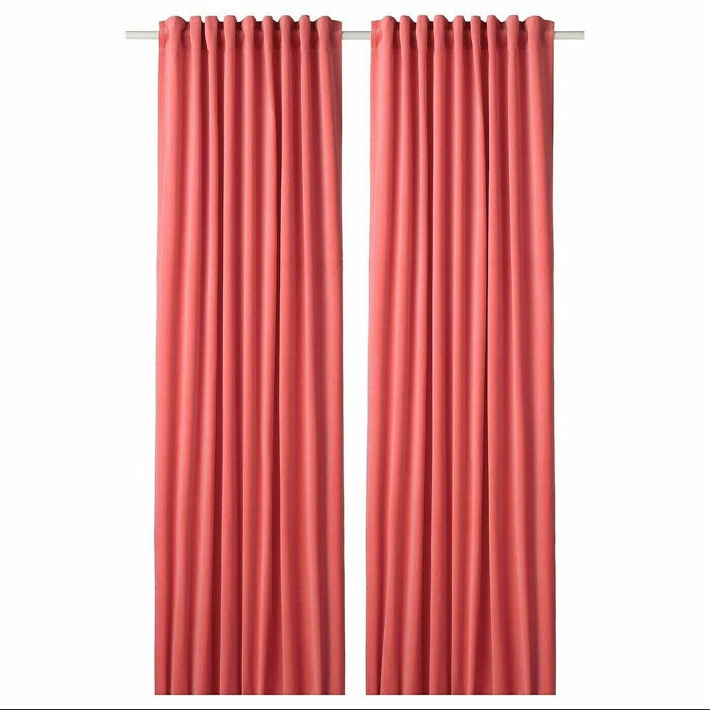 NWT IKEA Sanela Curtains pair in light brown/red